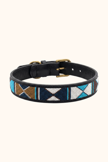 Kiambu Dog Collar, hand-beaded leather dog collar
