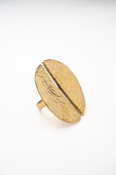 Nusu Mwezi Hammered Brass Ring lamucollection