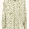 Bustani Limuru Shirt with a green botanical print, shown from the front.