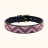 Busia - Pink, Purple & Silver Dog Collar, hand-beaded leather dog collar