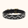 Busia - Black, White & Silver Dog Collar, hand-beaded leather dog collar