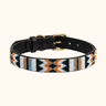 Kikuyu - White, Orange & Black Dog Collar, hand-beaded leather dog collar