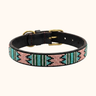 Kilifi - Pink & Turquoise Dog Collar, hand-beaded leather dog collar