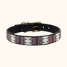 Kilifi - White, Blue & Orange Dog Collar, hand-beaded leather dog collar