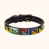 Mombasa Dog Collar, hand-beaded leather dog collar