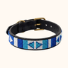 Naivasha - Blue & White Dog Collar, hand-beaded leather dog collar