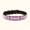 Naivasha - Pink & White Dog Collar, hand-beaded leather dog collar