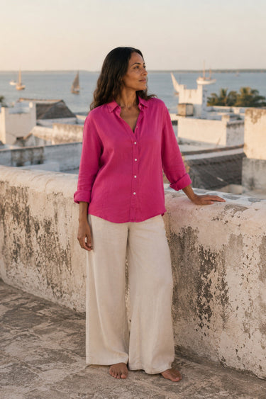 Dragon Fruit Manda Linen Shirt