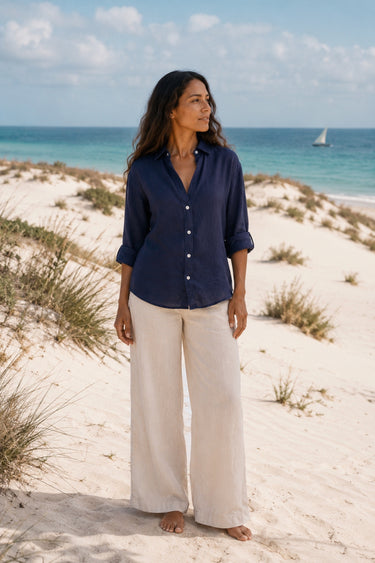 Midnight Blue Manda Linen Shirt