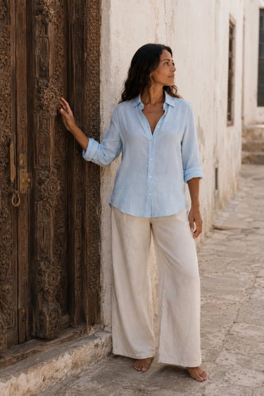 Washed Sky Manda Linen Shirt